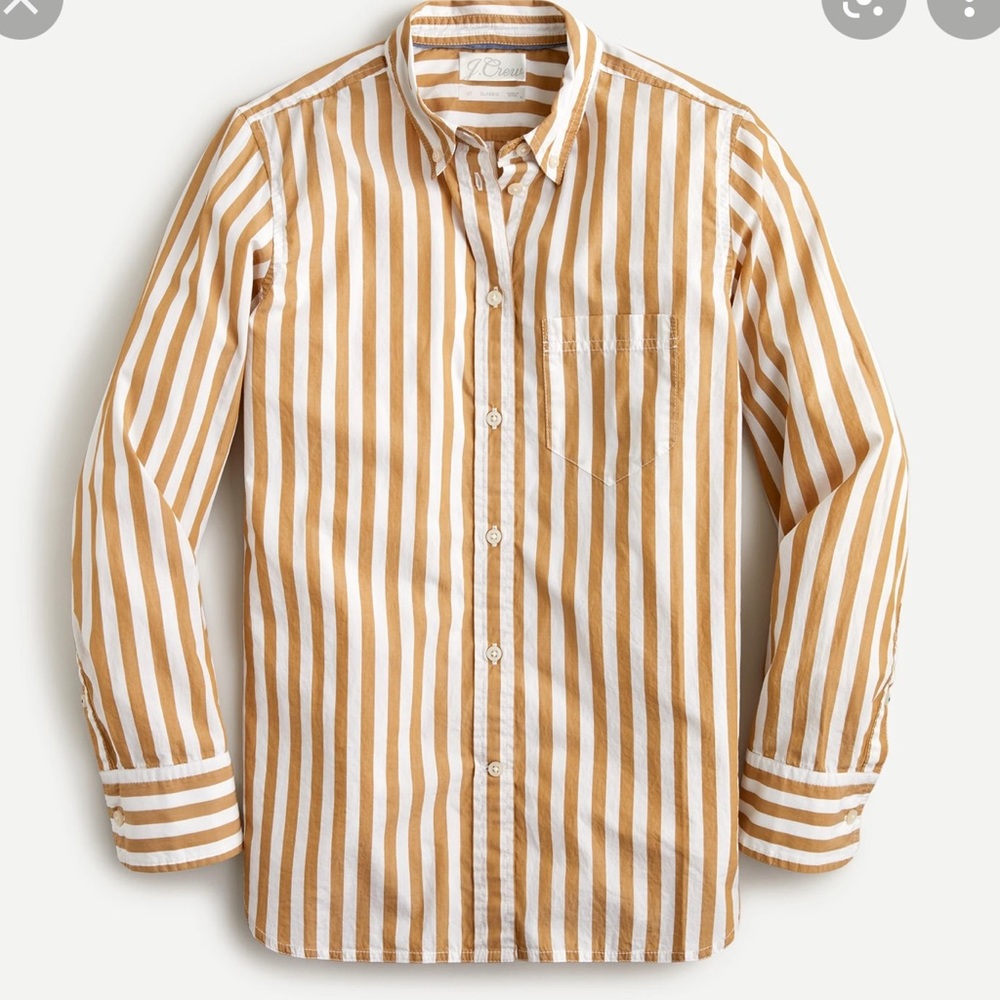 JCrew Classic-fit washed cotton poplin shirt in stripe size 6